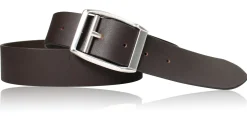 Sportiver Ledergürtel 4 cm, hochwertige Metallschnalle, versilbert, kratzfest lackiert, Narbenleder