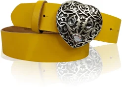 SWEETHEART: Gürtel mit funkelnder Strass Herz Gürtelschnalle 3,5 cm