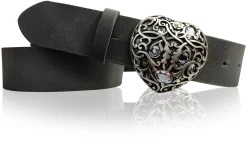SWEETHEART: Gürtel mit funkelnder Strass Herz Gürtelschnalle 3,5 cm