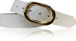TARA: Damen Ledergürtel mit vergoldeter ovaler Gürtelschnalle in vielen Farben, 4 cm