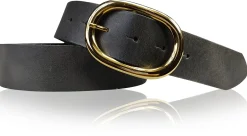 TARA: Damen Ledergürtel mit vergoldeter ovaler Gürtelschnalle in vielen Farben, 4 cm