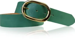 TARA: Damen Ledergürtel mit vergoldeter ovaler Gürtelschnalle in vielen Farben, 4 cm