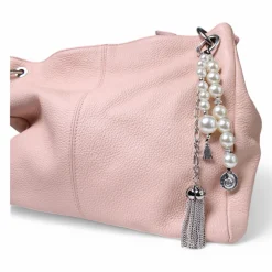 Taschenanhänger aus Imitationsperlen, Metallquaste und Muschelanhänger