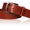 TIMO klassischer Ledergürtel für Herren, robuste Gürtelschnalle in dunklem silber, 4,5 cm, Leder