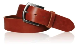 TIMO klassischer Ledergürtel für Herren, robuste Gürtelschnalle in dunklem silber, 4,5 cm, Leder