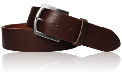 TIMO klassischer Ledergürtel für Herren, robuste Gürtelschnalle in dunklem silber, 4,5 cm, Leder