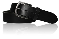 TIMO klassischer Ledergürtel für Herren, robuste Gürtelschnalle in dunklem silber, 4,5 cm, Leder