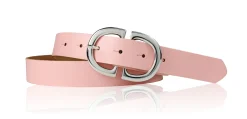 TIVOLI: Damen Ledergürtel 3 cm mit trendiger, ovaler Gürtelschnalle in glänzend silbern, echt Leder