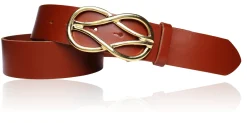 TOLEDO Damen Ledergürtel 4 cm mit goldener Schmuckschnalle, echt vergoldet
