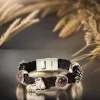 Trachtenarmband mit Edelweiß und Zierteile, Lederband