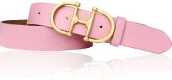 TURF-FEVER Damen Ledergürtel 4 cm mit goldener Schmuckschnalle, echt vergoldet, Horse-bit Gürtelschnalle