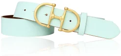 TURF-FEVER Damen Ledergürtel 4 cm mit goldener Schmuckschnalle, echt vergoldet, Horse-bit Gürtelschnalle