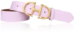 TURF-FEVER Damen Ledergürtel 4 cm mit goldener Schmuckschnalle, echt vergoldet, Horse-bit Gürtelschnalle