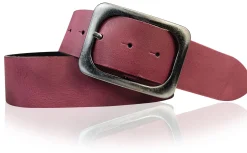 TURIN: breiter Damen Ledergürtel 5 cm mit schwarzer gunmetal Gürtelschnalle, echt Leder