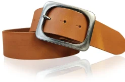 TURIN: breiter Damen Ledergürtel 5 cm mit schwarzer gunmetal Gürtelschnalle, echt Leder