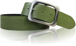 TURIN: breiter Damen Ledergürtel 5 cm mit schwarzer gunmetal Gürtelschnalle, echt Leder