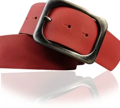 TURIN: breiter Damen Ledergürtel 5 cm mit schwarzer gunmetal Gürtelschnalle, echt Leder