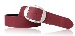 VANCOUVER: sportlicher Damen Ledergürtel 4 cm mit ovaler Gürtelschnalle in silber, echt Ledergürtel