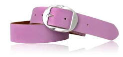 VANCOUVER: sportlicher Damen Ledergürtel 4 cm mit ovaler Gürtelschnalle in silber, echt Ledergürtel