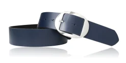 VANCOUVER: sportlicher Damen Ledergürtel 4 cm mit ovaler Gürtelschnalle in silber, echt Ledergürtel