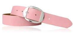 VANCOUVER: sportlicher Damen Ledergürtel 4 cm mit ovaler Gürtelschnalle in silber, echt Ledergürtel