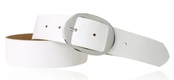 VANCOUVER: sportlicher Damen Ledergürtel 4 cm mit ovaler Gürtelschnalle in silber, echt Ledergürtel