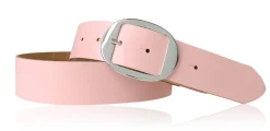 VANCOUVER: sportlicher Damen Ledergürtel 4 cm mit ovaler Gürtelschnalle in silber, echt Ledergürtel