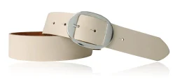 VANCOUVER: sportlicher Damen Ledergürtel 4 cm mit ovaler Gürtelschnalle in silber, echt Ledergürtel