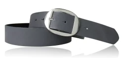 VANCOUVER: sportlicher Damen Ledergürtel 4 cm mit ovaler Gürtelschnalle in silber, echt Ledergürtel