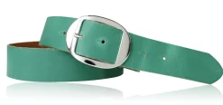 VANCOUVER: sportlicher Damen Ledergürtel 4 cm mit ovaler Gürtelschnalle in silber, echt Ledergürtel