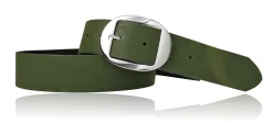 VANCOUVER: sportlicher Damen Ledergürtel 4 cm mit ovaler Gürtelschnalle in silber, echt Ledergürtel