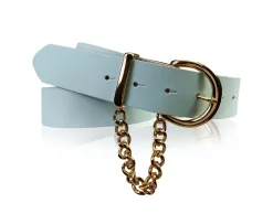 VITTORIA: Damen Ledergürtel 4 cm mit goldener Kette und Gürtelschnalle, echt Ledergürtel plastikfrei