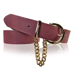 VITTORIA: Damen Ledergürtel 4 cm mit goldener Kette und Gürtelschnalle, echt Ledergürtel plastikfrei