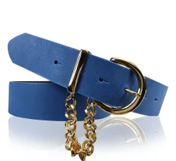 VITTORIA: Damen Ledergürtel 4 cm mit goldener Kette und Gürtelschnalle, echt Ledergürtel plastikfrei