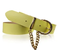 VITTORIA: Damen Ledergürtel 4 cm mit goldener Kette und Gürtelschnalle, echt Ledergürtel plastikfrei