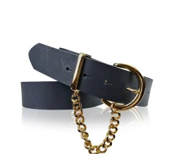VITTORIA: Damen Ledergürtel 4 cm mit goldener Kette und Gürtelschnalle, echt Ledergürtel plastikfrei