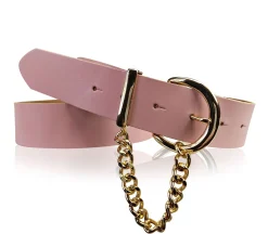 VITTORIA: Damen Ledergürtel 4 cm mit goldener Kette und Gürtelschnalle, echt Ledergürtel plastikfrei