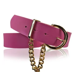 VITTORIA: Damen Ledergürtel 4 cm mit goldener Kette und Gürtelschnalle, echt Ledergürtel plastikfrei