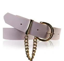 VITTORIA: Damen Ledergürtel 4 cm mit goldener Kette und Gürtelschnalle, echt Ledergürtel plastikfrei