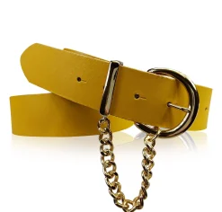 VITTORIA: Damen Ledergürtel 4 cm mit goldener Kette und Gürtelschnalle, echt Ledergürtel plastikfrei
