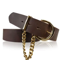 VITTORIA: Damen Ledergürtel 4 cm mit goldener Kette und Gürtelschnalle, echt Ledergürtel plastikfrei