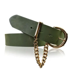 VITTORIA: Damen Ledergürtel 4 cm mit goldener Kette und Gürtelschnalle, echt Ledergürtel plastikfrei