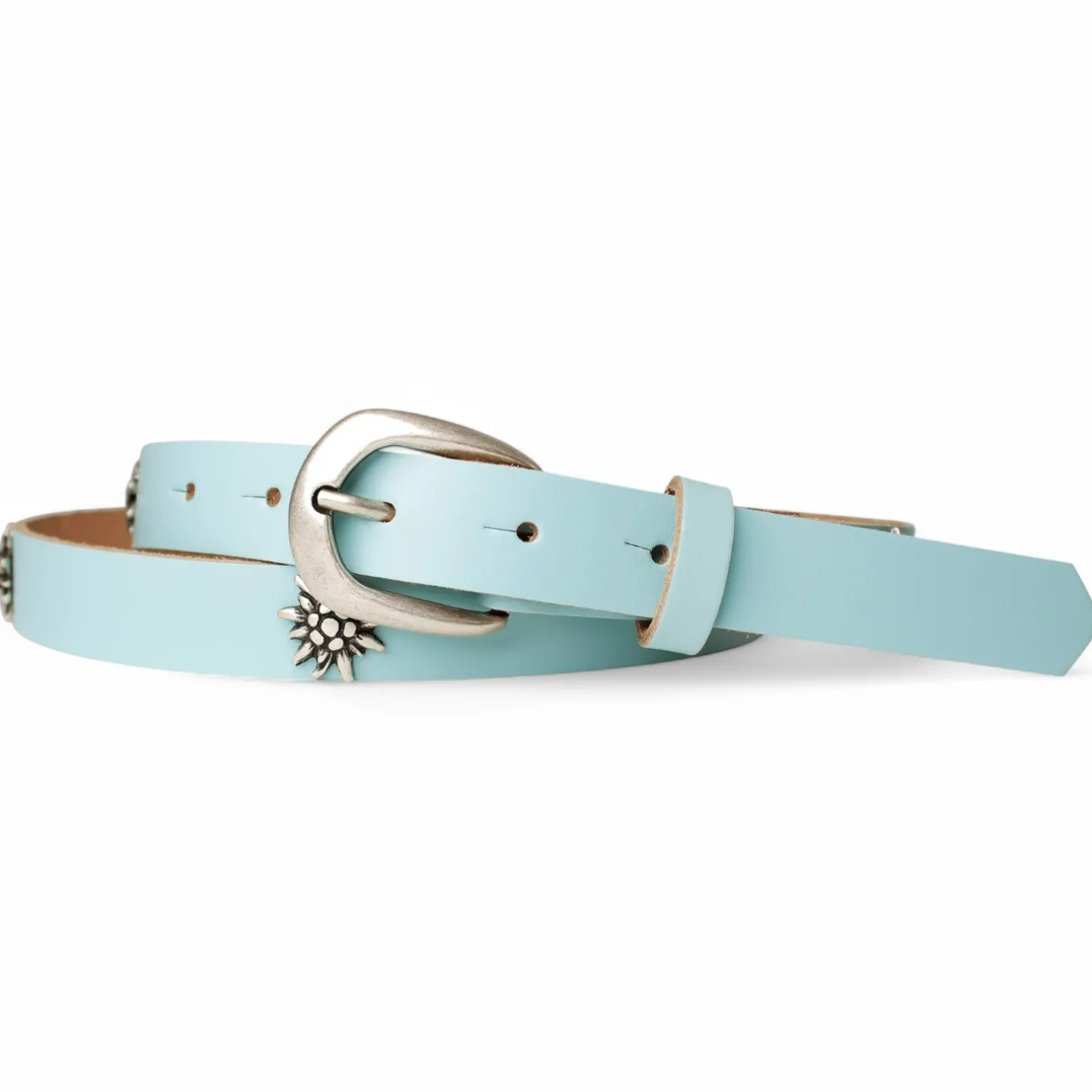 WIESNFREUDE Trachtengürtel für Damen mit Edelweiß aufgenietet, 2,5 cm
