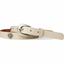 WIESNFREUDE Trachtengürtel für Damen mit Edelweiß aufgenietet, 2,5 cm