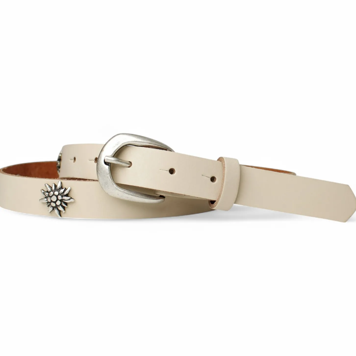WIESNFREUDE Trachtengürtel für Damen mit Edelweiß aufgenietet, 2,5 cm