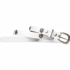WIESNFREUDE Trachtengürtel für Damen mit Edelweiß aufgenietet, 2,5 cm