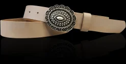 ZÜRS Landhaus Gürtel Damen 3 cm verzierte Gürtelschnalle echt Leder